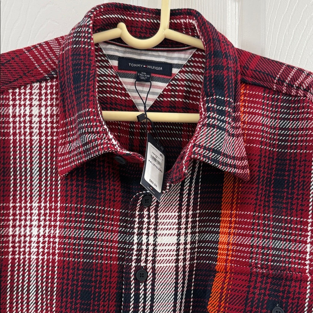 Tommy Hilfiger Red and Black Plaid Shirt
